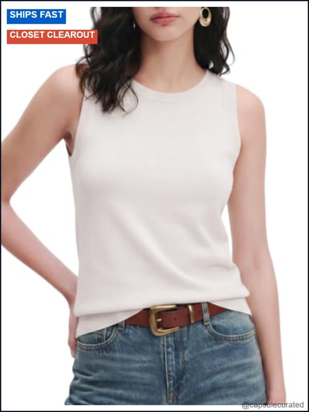 Wool Blend Sleeveless Sweater Tank Top Business Casual Lightweight Summer